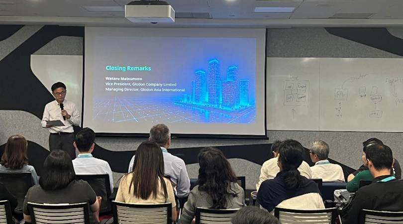 Mr. Matsumoto Wataru, Vice President of Glodon Group, delivering closing reflections and thanking the 180+ professionals who joined the event.