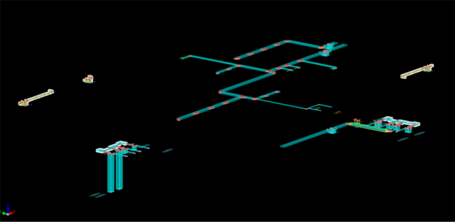 3D model of the ACMV ducting system created using Glodon Cubicost TME for the PDG SG3 Kappa project in Singapore, showcasing precise duct layouts that support accurate quantity take-off and efficient coordination.