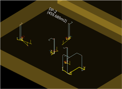 Cubicost TME rendering displaying piping routes with vertical drops to support verification, checking, and clarification during quantity take-off.